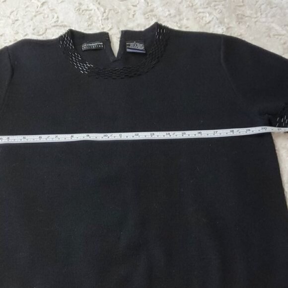 Liz Claiborne Sz. M 100% Merino Short Sleeve Embellished Collar Wool Sweater - Picture 7 of 8